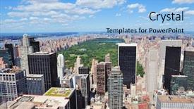  Presentation with new york city - Colorful presentation enhanced with skyscrapers and central park backdrop and a light blue colored foreground
