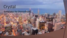  Presentation with city chicago - Cool new slide deck with skyscrapers and city skyline backdrop and a light blue colored foreground