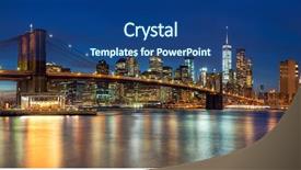  Presentation with new york night - Theme enhanced with skyscrapers and famous brooklyn bridge background and a ocean colored foreground