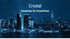  Presentation with new york night - Presentation theme having skyscrapers and new york city background and a ocean colored foreground