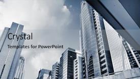  Presentation with office buildings - PPT theme enhanced with skyscrapers and office building background and a light gray colored foreground