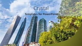  Presentation with rise - Theme enhanced with skyscrapers-high-rise-business background and a light blue colored foreground