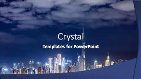  Presentation with uae - PPT theme enhanced with skyscrapers-highrise-skyline-of-dubai background and a navy blue colored foreground