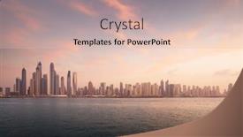  Presentation with uae - Theme enhanced with skyscrapers-in-dubai-marina-sunset background and a lemonade colored foreground