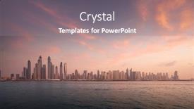  Presentation with uae - Presentation design enhanced with skyscrapers-in-dubai-marina-sunset background and a coral colored foreground