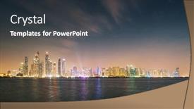  Presentation with marina - Presentation design with skyscrapers-in-dubai-marina-sunset background and a dark gray colored foreground