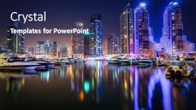  Presentation with united - Slide deck enhanced with skyscrapers-of-dubai-marina background and a navy blue colored foreground