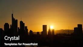  Presentation with skyline - Audience pleasing theme consisting of skyscrapers of frankfurt am main backdrop and a black colored foreground