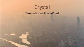  Presentation with china guangzhou - Audience pleasing slides consisting of skyscrapers of guangzhou city zhujiang river among mist china aerial view backdrop and a coral colored foreground