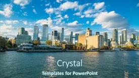  Presentation with lake front - Presentation design featuring skyscrapers-of-harbour-front background and a ocean colored foreground