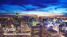  Presentation with new york state - Beautiful PPT theme featuring skyscrapers of midtown manhattan backdrop and a tawny brown colored foreground