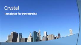  Presentation with new york city - Slide deck enhanced with skyscrapers on a clear blue background and a  colored foreground