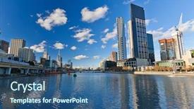  Presentation with melbourne - PPT layouts enhanced with skyscrapers on yarra river melbourne background and a ocean colored foreground