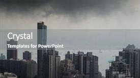  Presentation with sea shore - Cool new PPT theme with skyscrapers sea shore with ship backdrop and a gray colored foreground