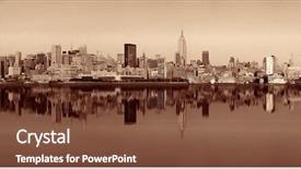  Presentation with new york city subway station - Colorful theme enhanced with skyscrapers urban view with reflection backdrop and a  colored foreground