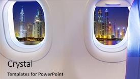  Presentation with windows - Cool new slide deck with skyscrapers view travel to emirates backdrop and a light gray colored foreground
