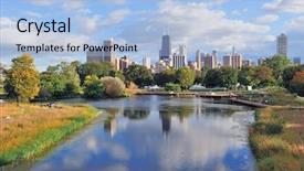  Presentation with chicago skyline - Cool new presentation theme with chicago skyline with skyscrapers viewed backdrop and a light blue colored foreground