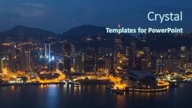  Presentation with hong kong china - Cool new presentation with skyscrapers-with-illumination-shore-front backdrop and a ocean colored foreground