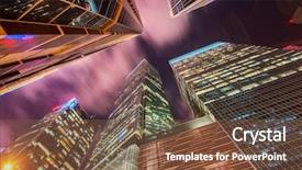  Presentation with singapore tourism - Theme having skysrapers in singapore during night background and a tawny brown colored foreground