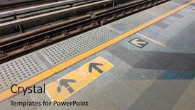  Presentation with electric train goes by rail - Amazing presentation theme having skytrain - electrical railway train station backdrop and a  colored foreground