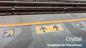  Presentation with electric train goes by rail - Theme enhanced with skytrain - electrical railway train station background and a gray colored foreground
