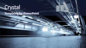  Presentation with station - Slide set with skytrain - metro station background and a navy blue colored foreground