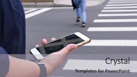  Presentation with motion - PPT layouts with skytrain - motion of woman crossing street background and a  colored foreground