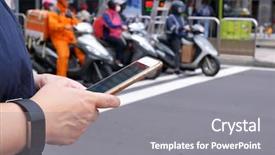  Presentation with physics motion - Presentation with skytrain - motion of woman crossing street background and a gray colored foreground