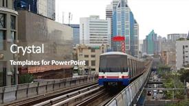  Presentation with bangkok - PPT theme featuring skytrain - sukhumvit road in bangkok background and a  colored foreground