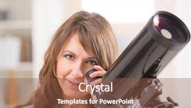  Presentation with telescope - Presentation consisting of woman looking skyward through astronomical background and a  colored foreground