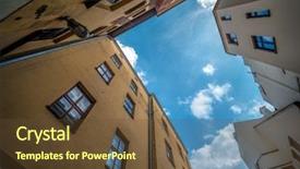  Presentation with old butcher shop - Beautiful PPT layouts featuring old townhouses shot upwards towards backdrop and a tawny brown colored foreground
