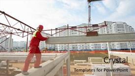  Presentation with worker safety - Theme consisting of slab panel at building construction background and a coral colored foreground