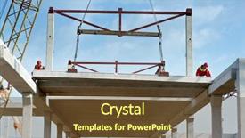  Presentation with worker safety - Colorful theme enhanced with slab panel at building construction backdrop and a tawny brown colored foreground