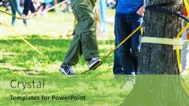  Presentation with balance - Slide set enhanced with slacklining is a practice in balance background and a yellow colored foreground