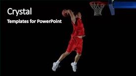  Presentation with basketball - PPT theme enhanced with strict management pictograph with bonus elements glyph illustration style is flat iconic bicolor symbols intensive red and black colors white background background and a sky blue colored foreground