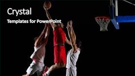  Presentation with basketball - PPT theme enhanced with slam - basketball game sport player background and a black colored foreground