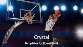  Presentation with basketball - Audience pleasing presentation design consisting of slam - basketball player in action backdrop and a navy blue colored foreground