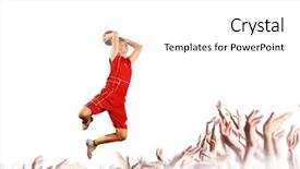  Presentation with basketball - Colorful presentation design enhanced with slam - young man basketball player backdrop and a  colored foreground