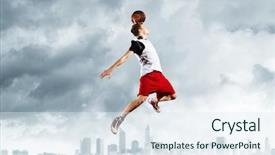  Presentation with basketball basketball hoop sport ball - PPT layouts with slam - young man basketball player background and a sky blue colored foreground
