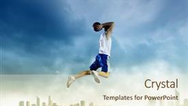  Presentation with basketball basketball hoop sport ball - Cool new slide deck with slam - young man basketball player backdrop and a cream colored foreground