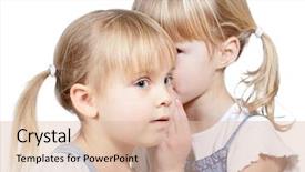  Presentation with secret - Beautiful slides featuring slander - portrait of little girl telling backdrop and a lemonade colored foreground