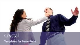  Presentation with sexual harrasment at workplace - Theme enhanced with slapping man for sexual harrasment background and a violet colored foreground