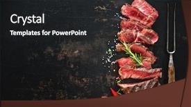  Presentation with beef - Slides having slate - sliced medium rare grilled beef background and a dark gray colored foreground