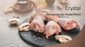  Presentation with chicken little chicks - Presentation design enhanced with slate plate with raw chicken background and a coral colored foreground
