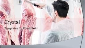  Presentation with meat processing - Cool new theme with carcass - butcher in butchery or slaughterhouse backdrop and a lemonade colored foreground