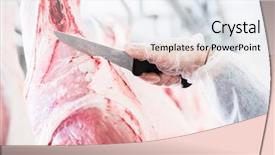  Presentation with butcher - Colorful slides enhanced with carcass - hand of butcher in butchery backdrop and a sky blue colored foreground