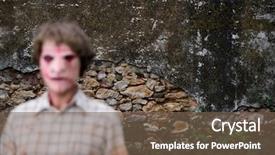  Presentation with scary - PPT layouts enhanced with intentions - intentionally unfocused scary disfigured man background and a tawny brown colored foreground