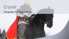  Presentation with horse - Audience pleasing slides consisting of slavic waywode on friesian black horse backdrop and a sky blue colored foreground