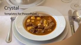  Presentation with beef meat soup stew - Colorful slides enhanced with slavonian shepherd's stew - slavonian backdrop and a coral colored foreground