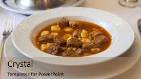  Presentation with beef meat soup stew - Audience pleasing PPT layouts consisting of slavonian shepherd's stew - slavonian backdrop and a coral colored foreground